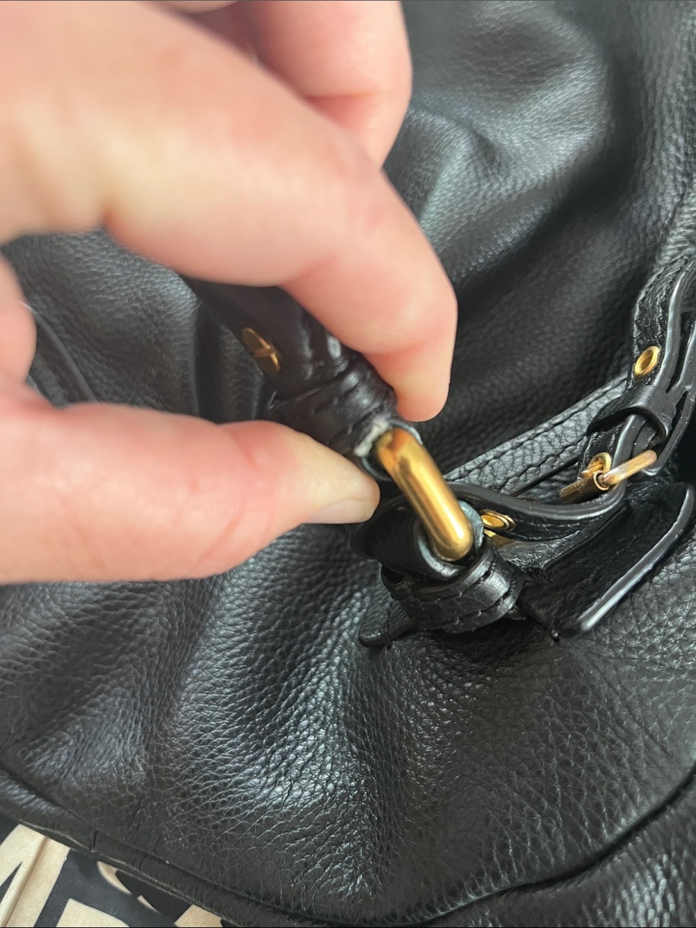 Marc Jacobs Black Leather Satchel with Gold Hardware - Picture 12 of 16